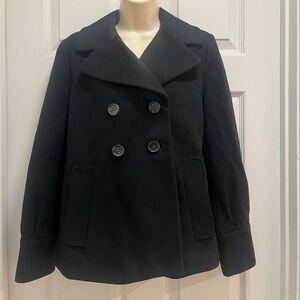 Banana Republic Wool Blend Short Black Peacoat - Size Small - EUC